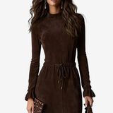 Silvia™ Asymmetrisches Kleid in Schokoladenfarbe