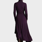 Teresa - Maxikleid aus asymmetrischem Strick mit Kragen