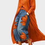 Daniella - Leinenkleid & Blumendesign-Jeans-Set